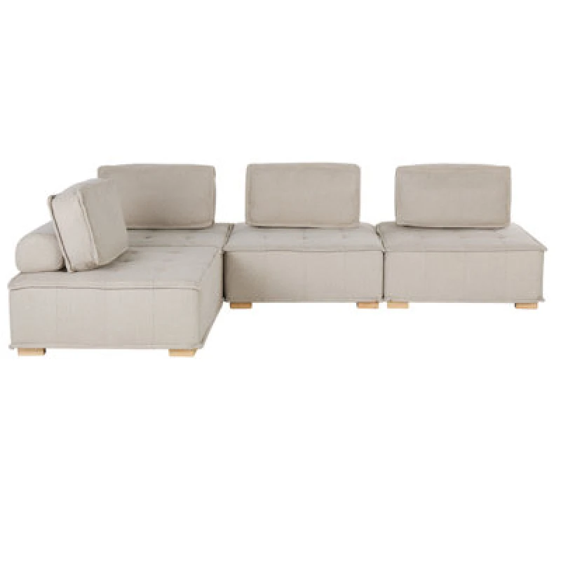 Image of Beliani Modular Corner Sofa 4 Seater Tibro Fabric Light Beige Right Hand