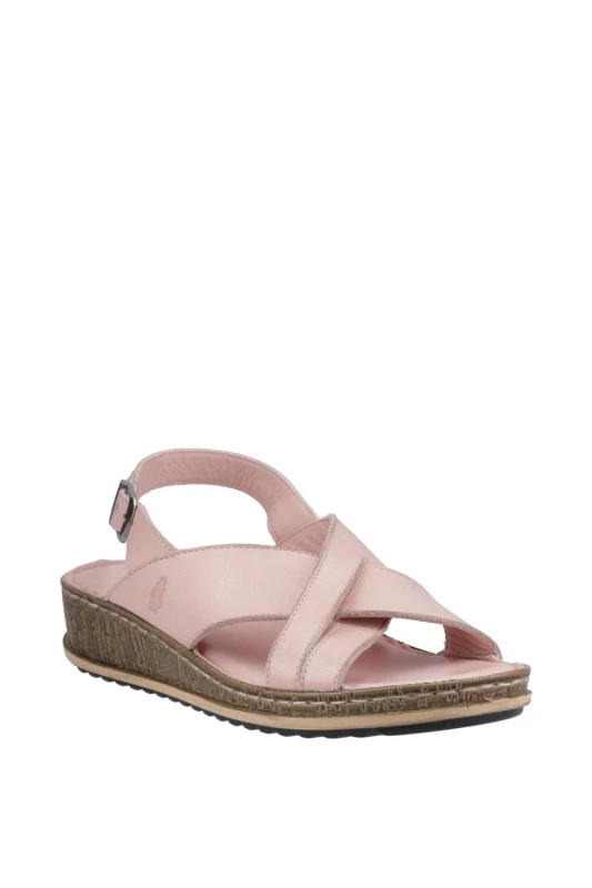 Image of Hush Puppies Womens Elena' Cross Over Wedge Sandal in Pale Pink Size: 8 Pale Pink Female 8