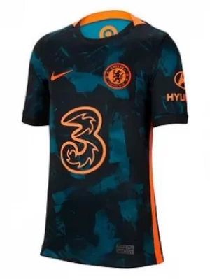 Image of Nike Youth Chelsea 21/22 Third Short Sleeved Stadium Jersey, Red, Size L