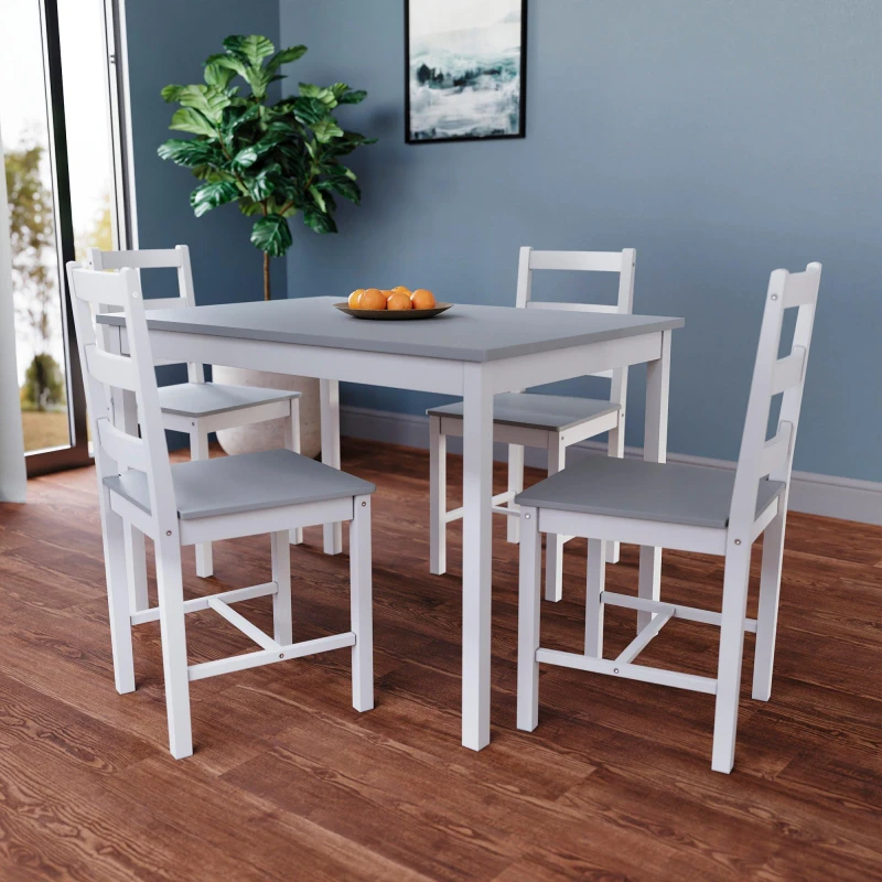 Image of Lassic Vida Designs Yorkshire 4 Seater Dining Set White & Grey unisex 4 Seater