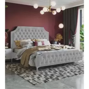 Image of Gaia Bed King Plush Velvet Grey