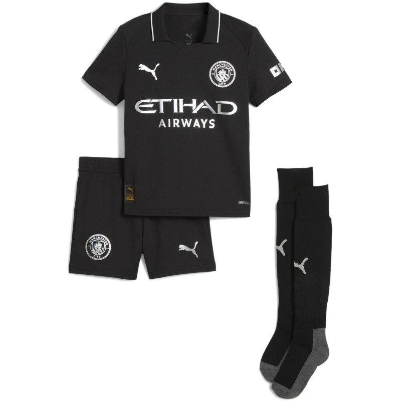 Image of Puma Manchester City Away Minikit 2025 2026 Infants Black male 4-5 Yrs