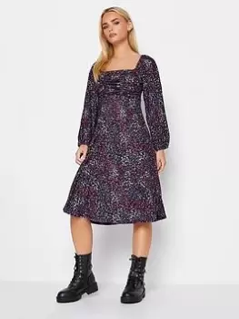 Image of PixieGirl Petite Ditsy Ruched Front Dress, Pink, Size 12, Women