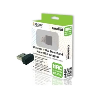 image of ADDON Wireless AC Dual Band 600Mbps Nano USB Adapter (AWU650)