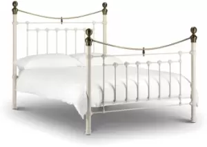 image of Julian Bowen Victoria 5ft King Size Ivory and Brass Metal Bed Frame