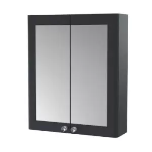 image of Nuie Classique 600mm Mirror Cabinet - Satin Anthracite