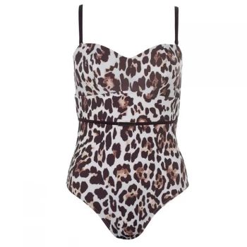 image of Figleaves Underwired Bandeau Swimsuit - LEOPARD