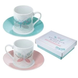 image of Butterfly Set of 2 Espresso Cup and Saucer