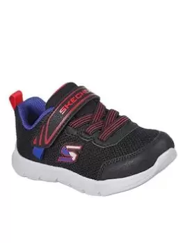 Image of Skechers Boys Comfy Flex Mini Trainer Gore & Strap Trainer Wth Asymmetrical Toe Cap, Black, Size 4 Younger