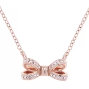 image of Ted Baker Ladies Rose Gold Plated Olessi Mini Opulent Pave Bow Necklace