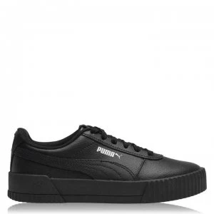 Image of Puma Carina Leather Trainers Junior Girls - Black