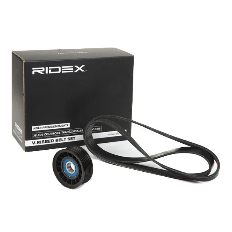 Image of RIDEX 542R0798 V-ribbed belt set Check alternator freewheel clutch & replace if necessary V-Ribbed Belt Set (542)
