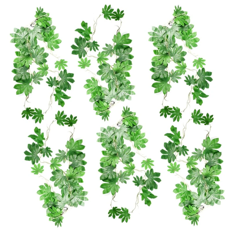 Image of Leaf 6 x 110cm Artificial Hanging Trailing Aralia Plant Green