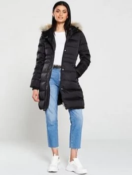 Image of Calvin Klein Jeans Midweight Down Long Nylon Padded Jacket - Black