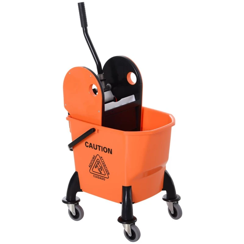 Image of HOMCOM Mop Bucket on Wheels with Carry Handle - Mop Holder and Plastic Body TJ Hughes 5056725523817