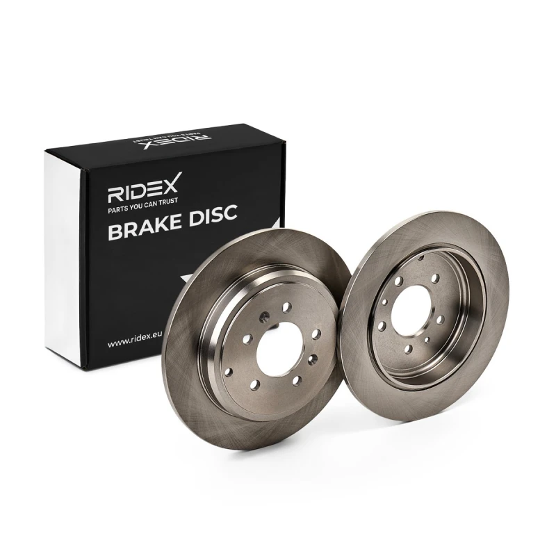 Image of RIDEX 82B0978 Brake disc Rear Axle, solid, Cast Iron, Uncoated, Untreated, without bolts/screws Cast Iron Brake Disc (82)