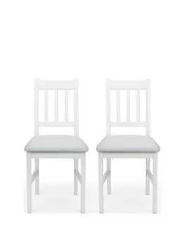 image of Julian Bowen Coxmoor Set Of 2 Solid Oak Dining Chairs - White