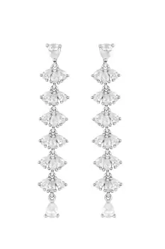 image of Rhodium Plated Cubic Zirconia Linear Drop Earrings