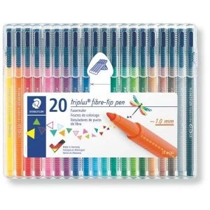 image of Staedtler Triplus Fibre-tip Pen Fine Tip 1mm Line Width Assorted Colours Pack of 20