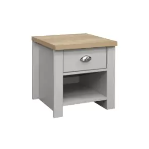 image of Birlea Highgate 1 Drawer Lamp Table Grey And Oak