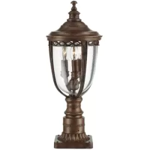 Image of Outdoor IP44 3 Bulb Wall Ground Pedestal Lamp British Bronze LED E14 60W