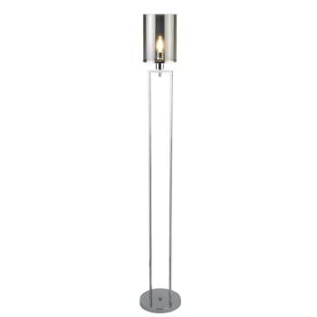 image of Searchlight Catalina - 1 Light Floor Lamp Chrome, Smokey with Smoked Glass Shade, E27