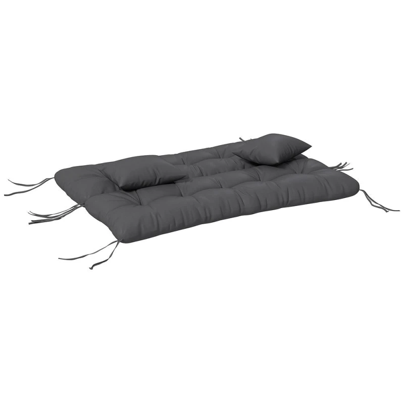 Image of Outsunny Outsunny - Outdoor Seat Cushions Back Cushion with 2 Pillows, Water Repellent Seat Pads for 3-Seater Chair, Swing, Sofa Charcoal Grey - Charc