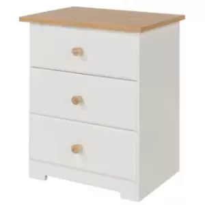 Image of Colorado Soft Cream Painted 3 Drawer Bedside Cabinet