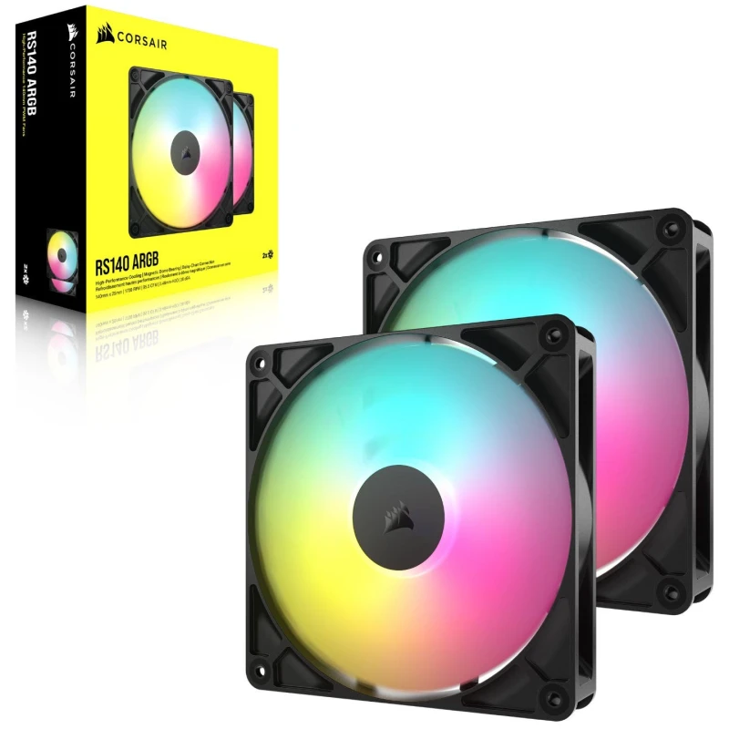 Image of Corsair RS140 ARGB Dual Pack of 140mm PWM Fans in Black