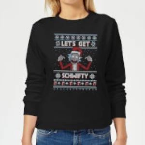 image of Rick and Morty Lets Get Schwifty Womens Christmas Sweatshirt - Black