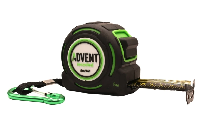 Image of Advent Recycled Tape Measure and Carabiner Clip Imperial & Metric 16ft / 5m 32mm RTM5032