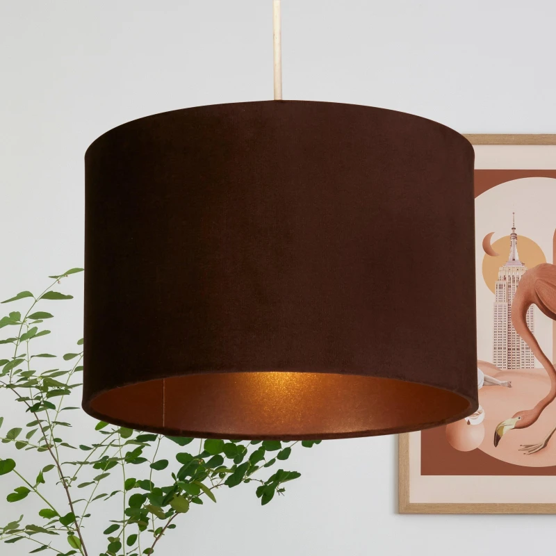 Image of Lighting Collection Chocolate 30Cm Velvet Shade Ab Liner, Brown 701752