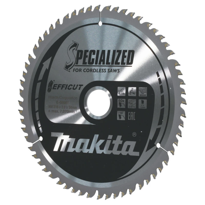 Image of Makita SPECIALIZED Efficut Circular Saw Blade for Wood Cutting E-08903 Diameter: 216mm