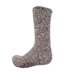 Image of FLOSO Mens Warm Slipper Socks With Rubber Non Slip Grip (7-11 UK) (Brown)