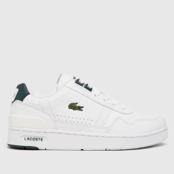 image of Lacoste White & Green T-clip Boys Youth Trainers