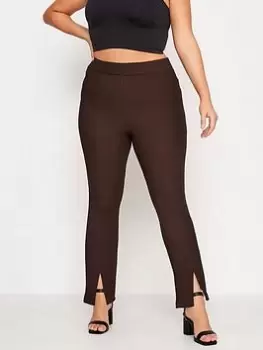 Image of Yours Rib Split Front Legging Brown, Brown, Size 16, Women