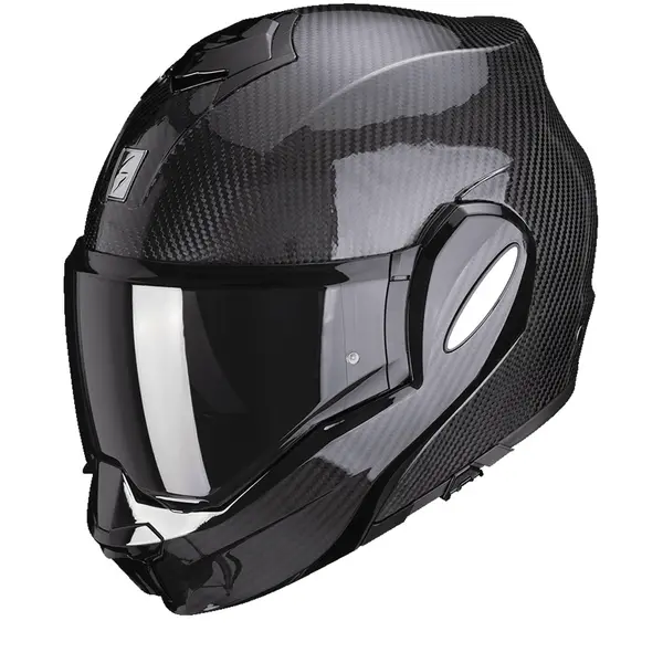 Image of Scorpion Exo-Tech Evo Carbon Solid Black Modular Helmet Size L