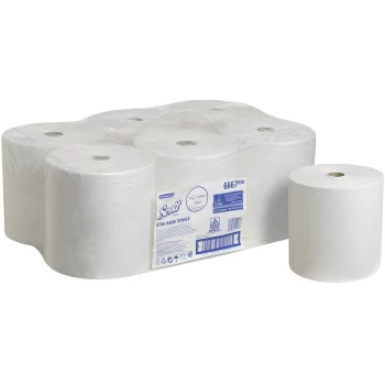 6667 Scott Hand Towels White (6-Rolls) - Scott Hygiene