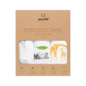 image of Panda 100% Bamboo Baby Muslin Square - Origami (3 pack)