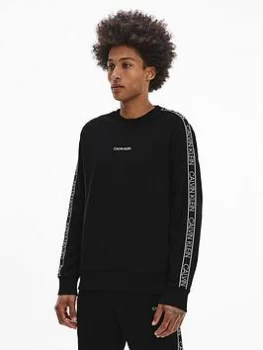 Image of Calvin Klein Essential Logo Tape Sweatshirt - Black, Size 2XL, Men