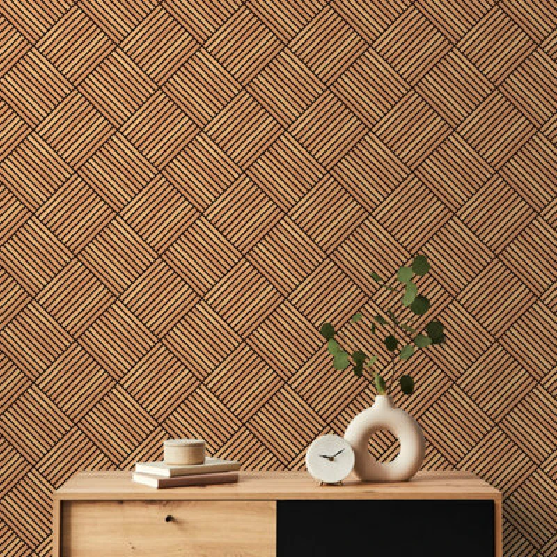 Image of Hoopla Walls Diamond Slat Small - Oak (10M Wallpaper)