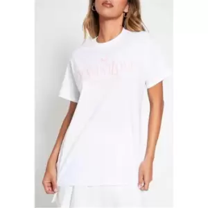 Image of I Saw It First White Ye Saint Love Oversized Slogan T-Shirt - White
