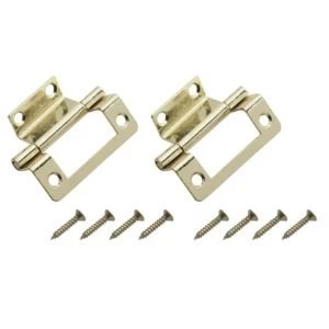 image of Brass Effect Metal Double Cranked Flush Hinge Pack of 2