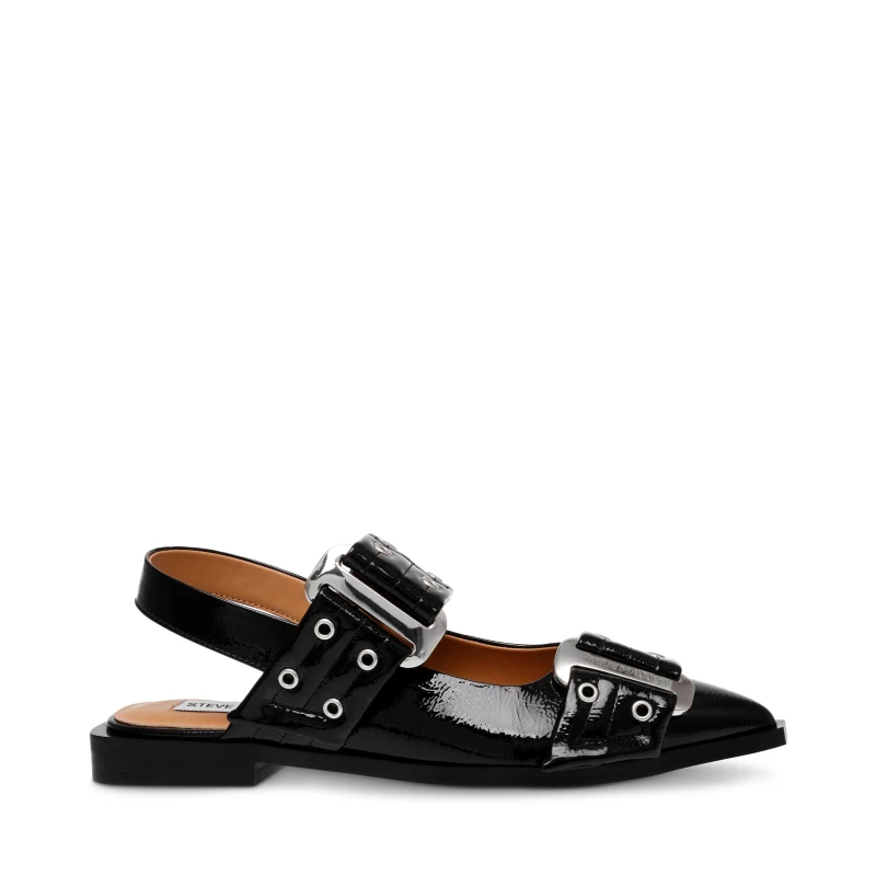 Image of Steve Madden Womens Grand Ave Buckle Ballet Flats Black, 3