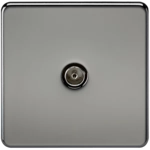 Image of KnightsBridge Coaxial TV Outlet 1G Screwless Black Nickel Un-Isolated Wall Plate