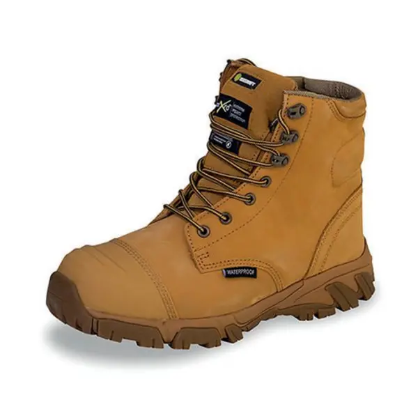 Image of Beeswift Beeswift Click Waterproof Nubuck Internal Metatarsal Side Zip Lace up Safety Boots 1 Pair Tan 05 CF68NB05