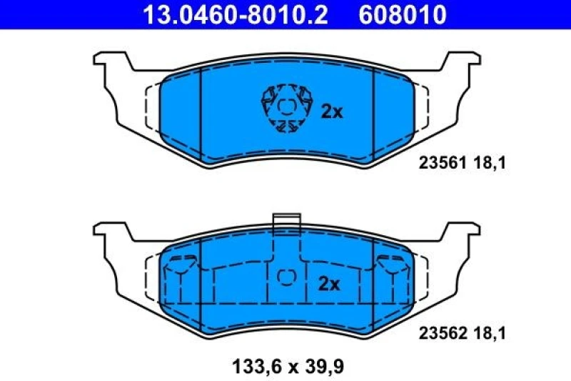 Image of ATE 13.0460-8010.2 Brake pad set excl. wear warning contact Brake Pad Set,disc brake (402)