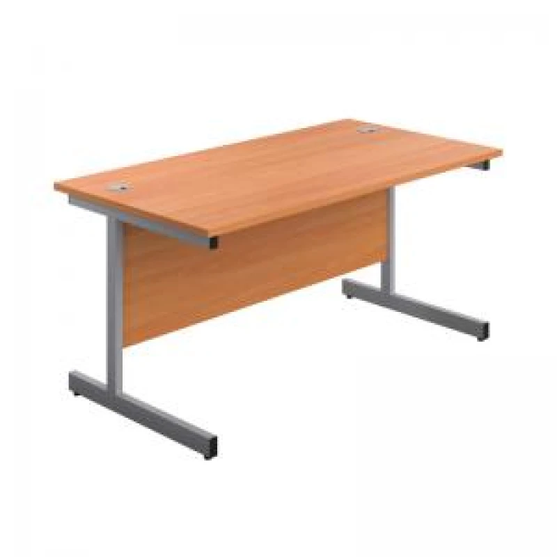 Image of First Rectangular Cantilever Desk 1800x800x730mm Beech/Silver KF803492