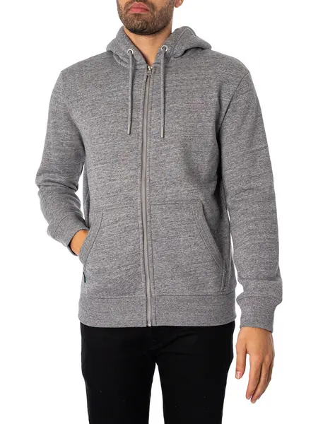 Image of Superdry Essential Logo Zip Hoodie Dark Grey Fleck Marl S