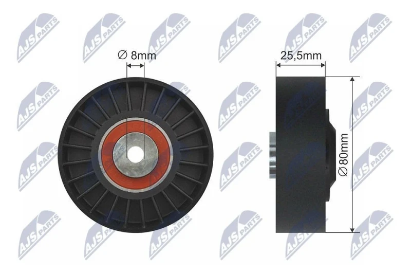 Image of NTY Deflection / guide pulley, V-ribbed belt NTY RNK-ME-003